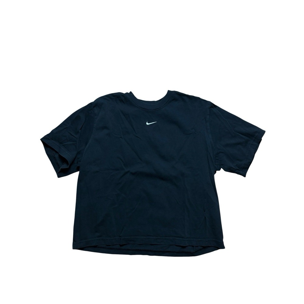 Nike Shirt Crop Center Swoosh Relaxed Boxy Loose Fading Large Black Medium